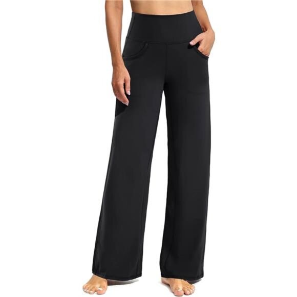 Wide Leg Pants Woman Yoga Pants with Pockets Stretch Loose Casual Lounge - Picture 4 of 4
